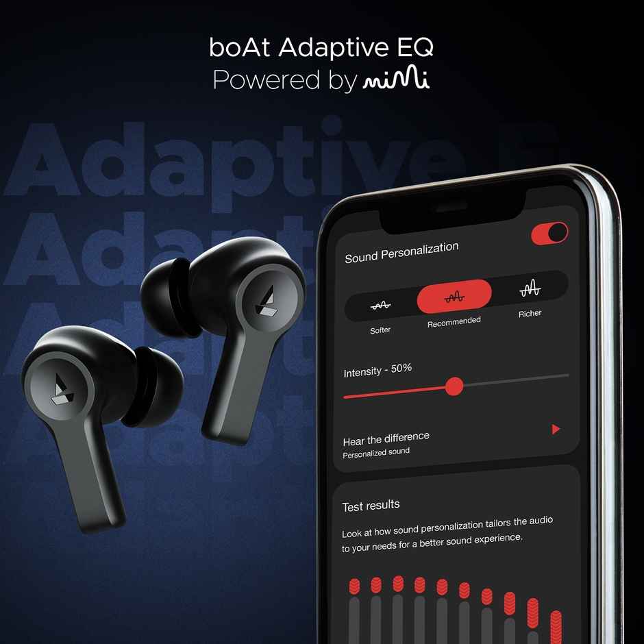 boAt Nirvana Lucid TWS Earbuds w/ 32 dB ANC, Multi-Point Connectivity, in-Ear Detection, 60HRS Playback, Hearables App, 4 Mics ENx, IPX5 TWS Ear Buds - Gunmetal Black