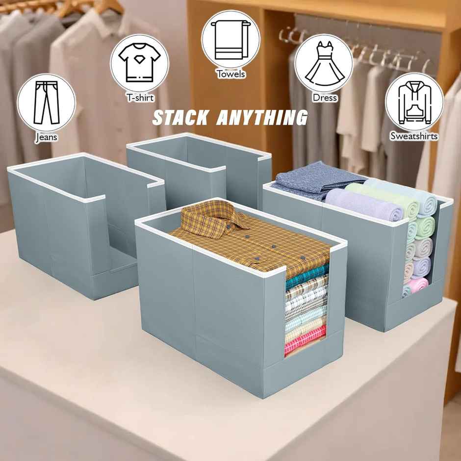 Kuber Industries Stylish Shirt Organizer For Wardrobe | Clothes Storage Box - Grey