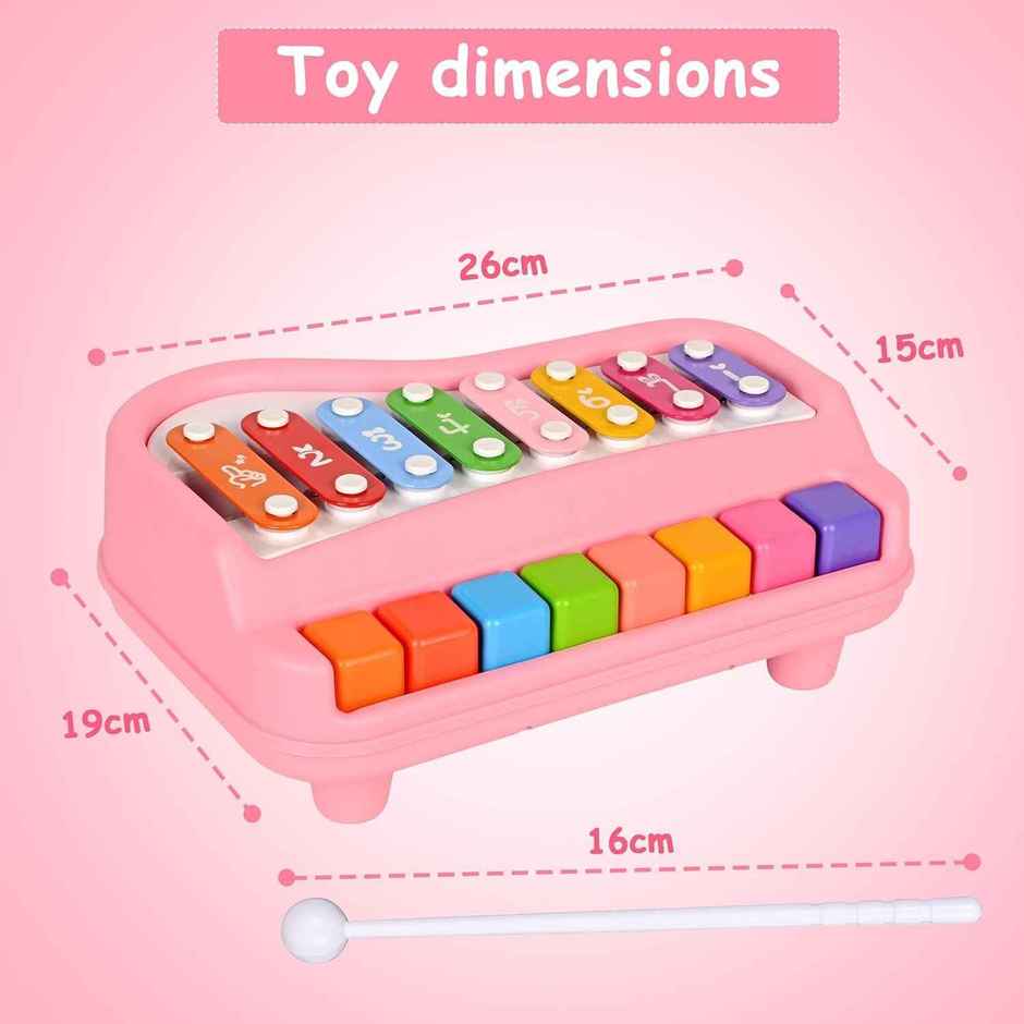 Mommers 2 in 1 Multicolored Key Keyboard Xylophone Piano, Preschool Kids Educational Toys | Pink