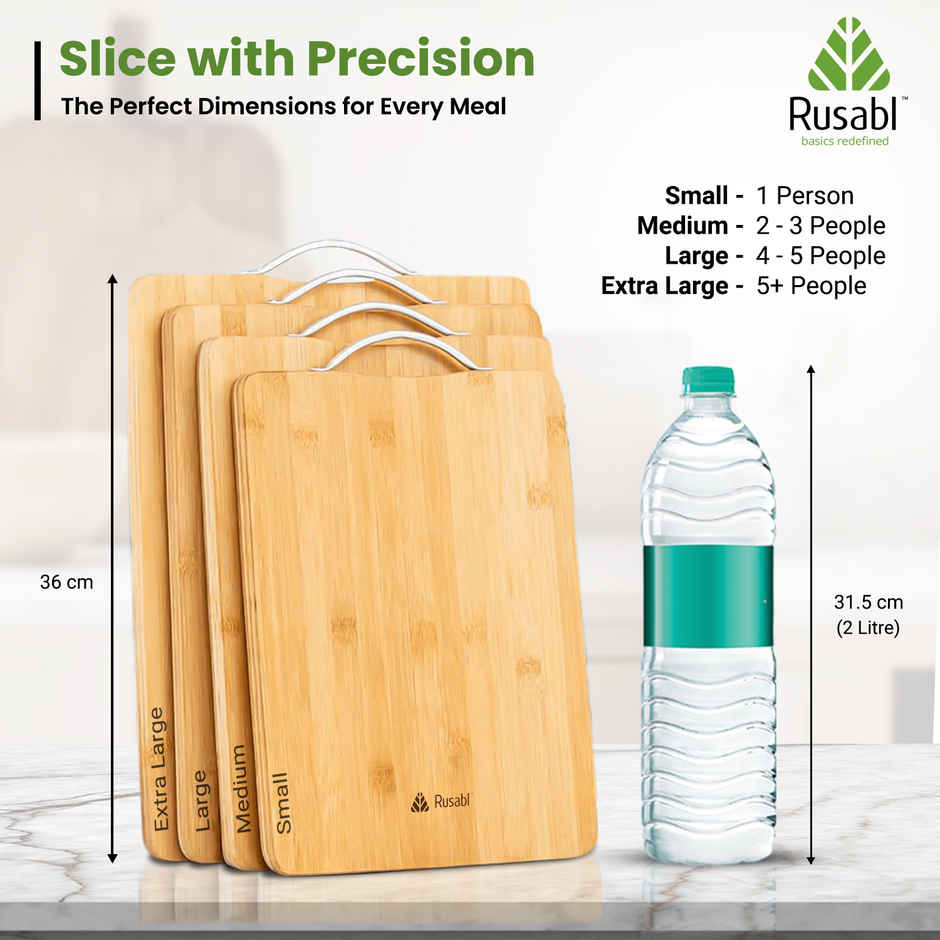 Rusabl Bamboo Chopping Board - BPA Free, Eco-Friendly, Anti-Microbial | Large - 34 x 24 cm)