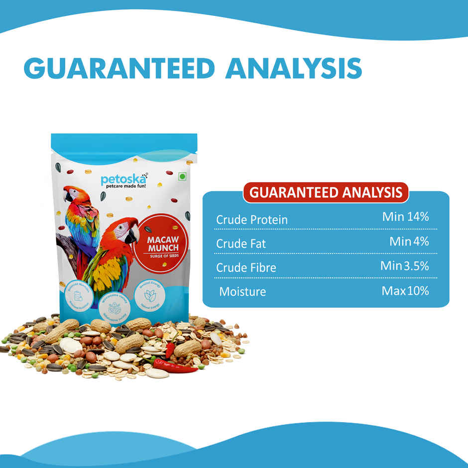 Petoska Bird Food Natural Seed Mix for Macaws