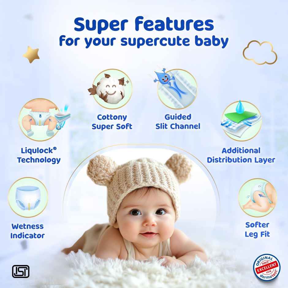 Bumtum Baby Diaper Pants With Double Leakage Protection - 9 To 14 Kg Large