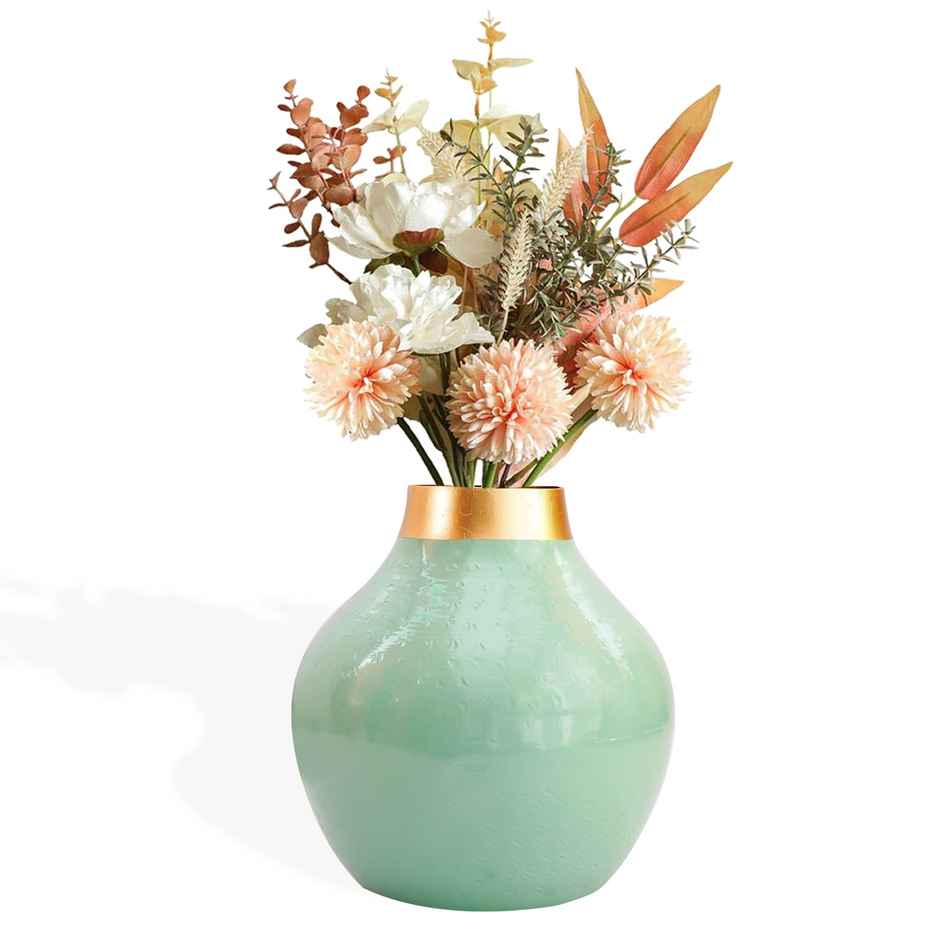 Ekhasa Unbreakable Metallic Aqua Green Flower Vase For Home Decor | Aesthetic Vase Gift