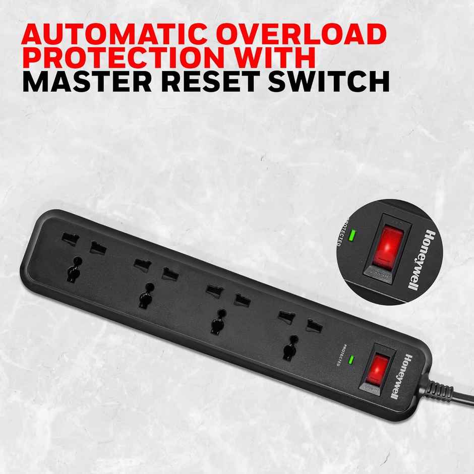 Honeywell 4 Out Surge Protector With Master Switch