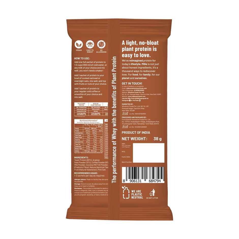 Mille Yeast Protein | Coffee Hazelnut | Single Serve | Pack of 3