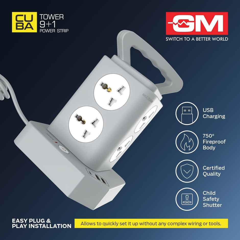 Gm 9+1 G-Hoop Tower Spike Guard With A & C Type Usb-Master Switch,Indicator, Safety Shutter