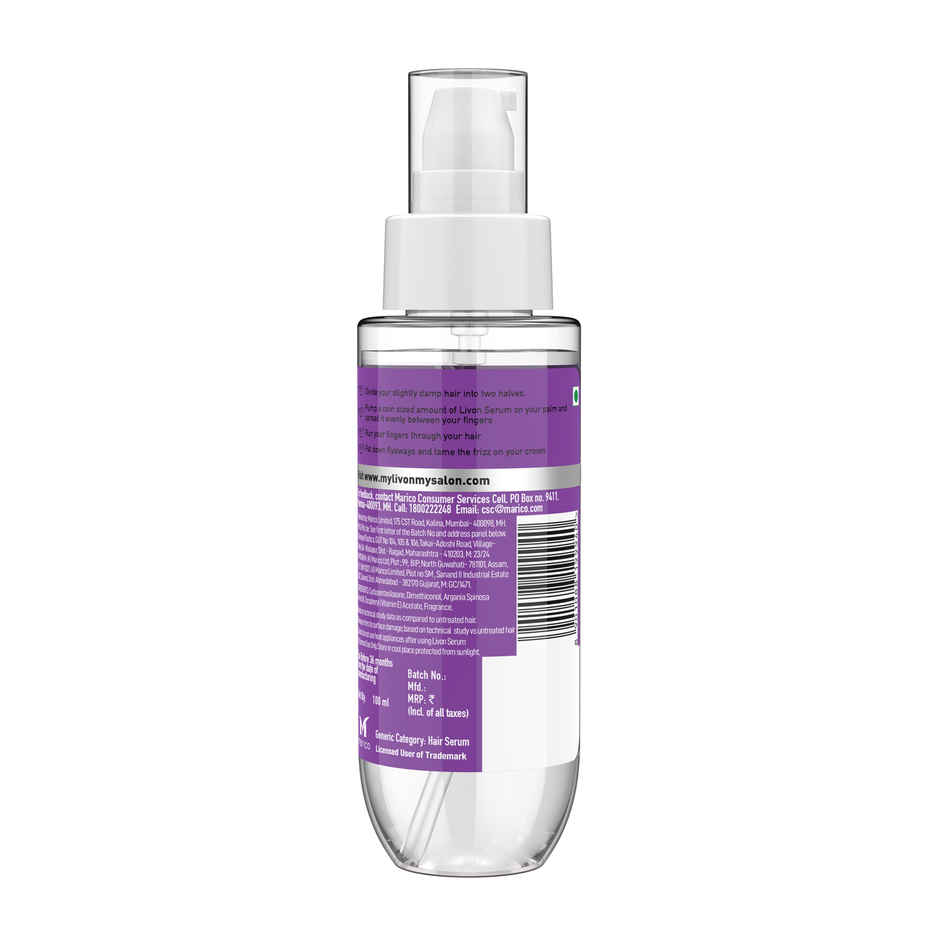 Livon Serum For Dry & Rough Hair For 24 Hour Frizz-Free Smoothness
