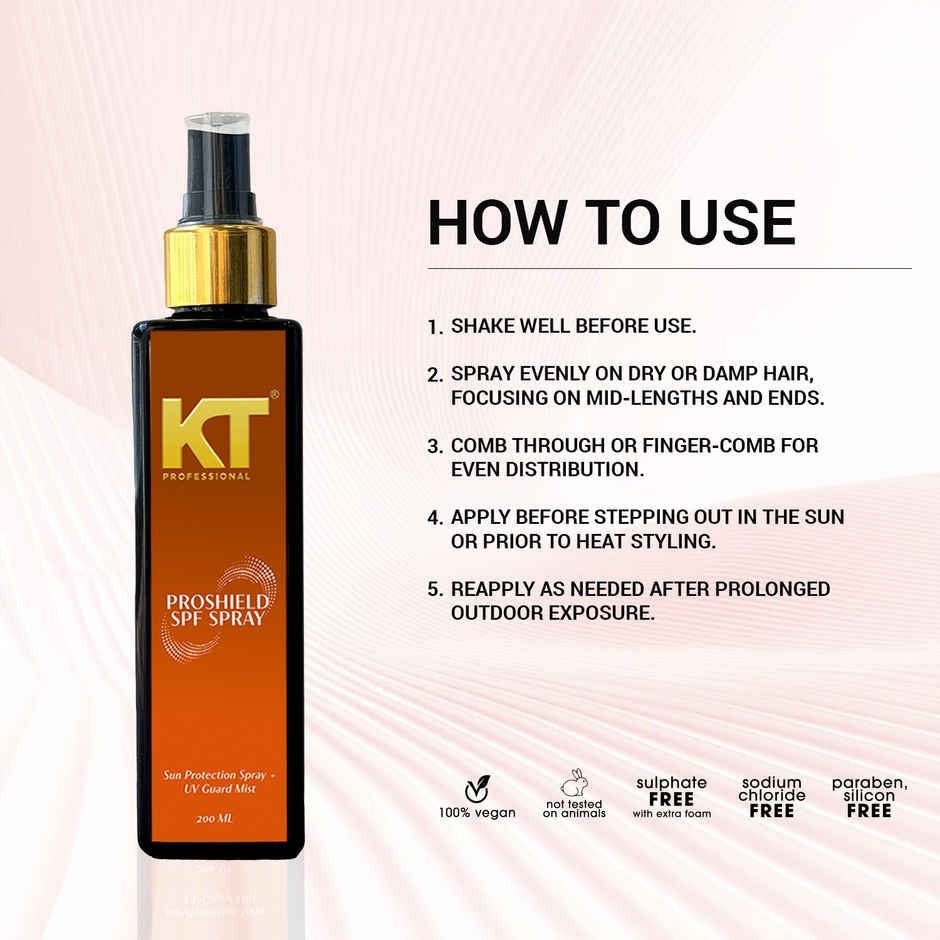 KT Professional Pro Shield SPF Hair Spray | UV Protection with Keratin, Argan & Aloe Vera
