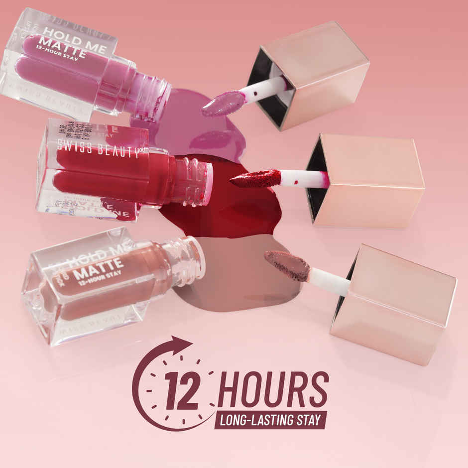 Swiss Beauty Tri-Matte Lipstick |Waterproof & Transfer-proof | Vitamin E & Apricot Oil