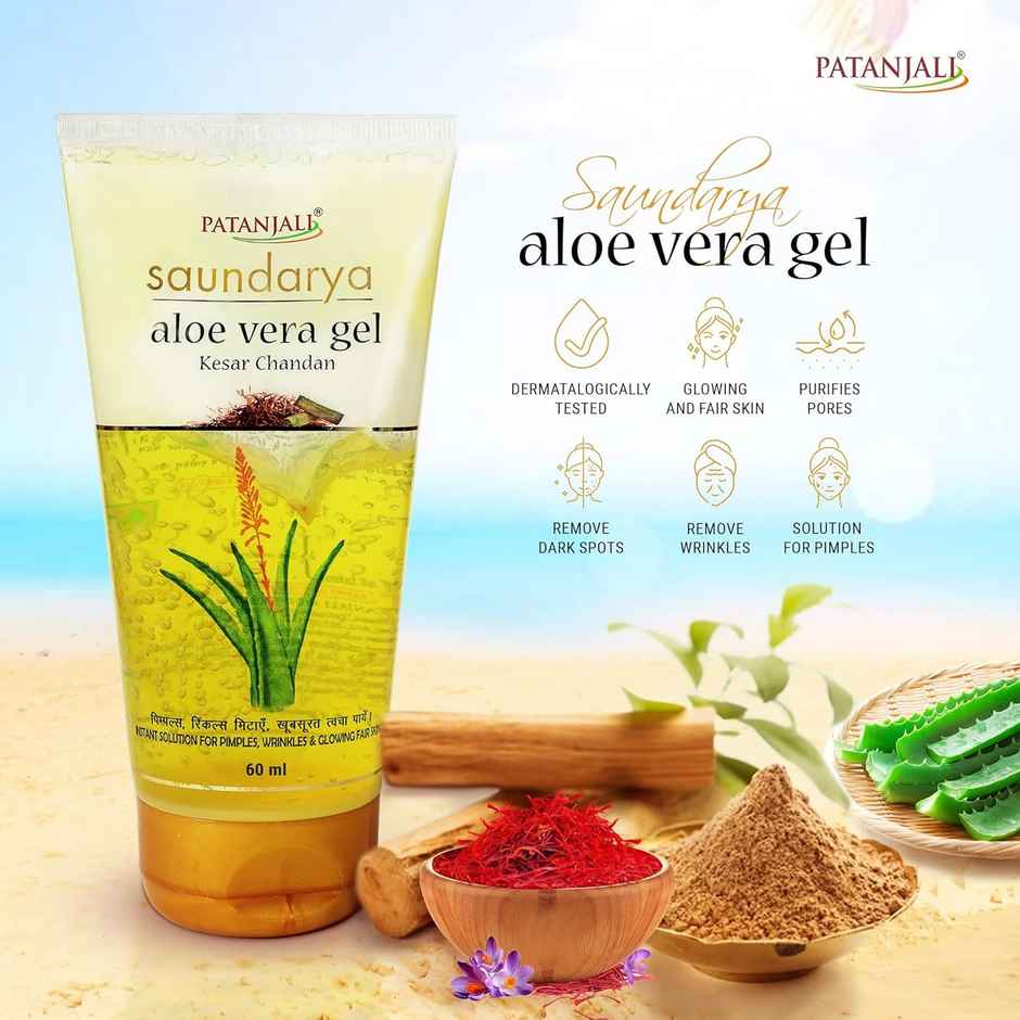Patanjali Saundarya Kesar Chandan Aloe Gel- Saffron Sandalwood, Glow & Blemish Free