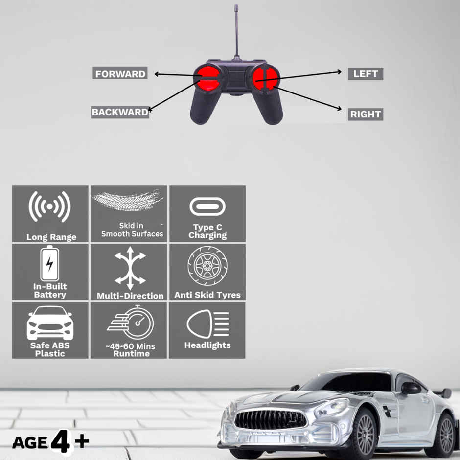 Frendo Hi Speed Remote Control Car 1:24 - Amg Silver