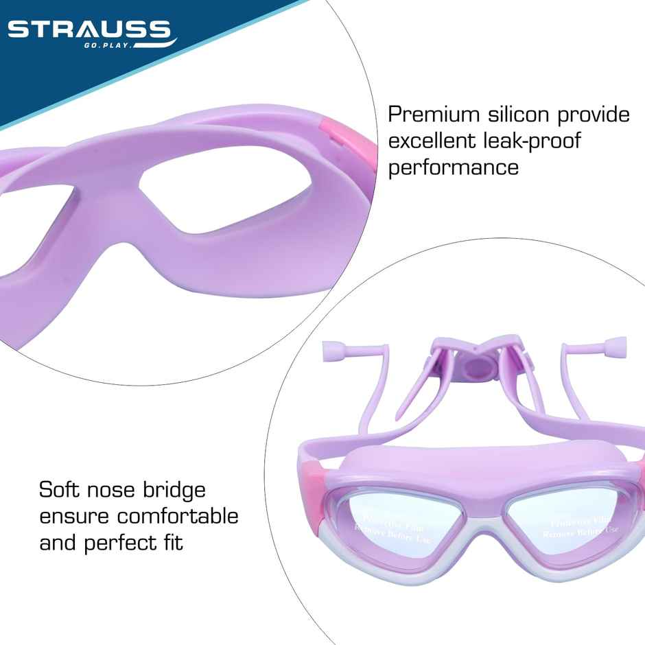Strauss Dual Frame Swimming Goggles | Purple & White