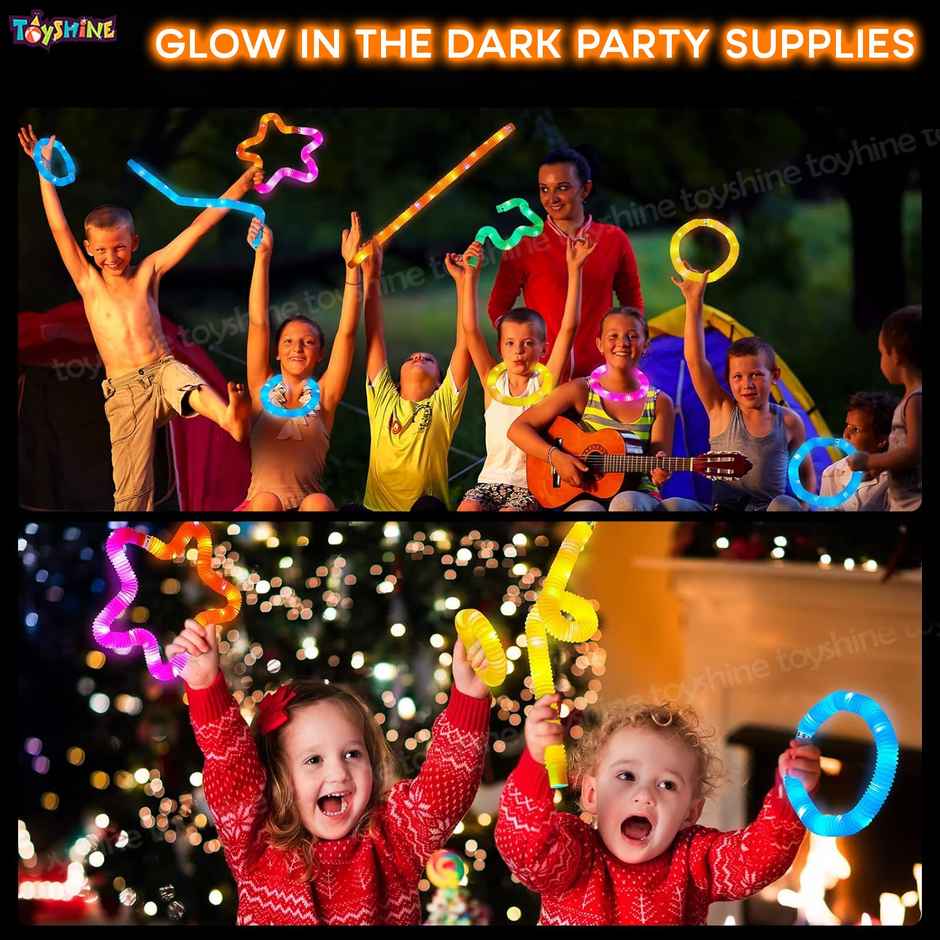 Toyshine LED Flashing Pop Tube Fidget Toy Set for Stress Relief (6 Pcs)