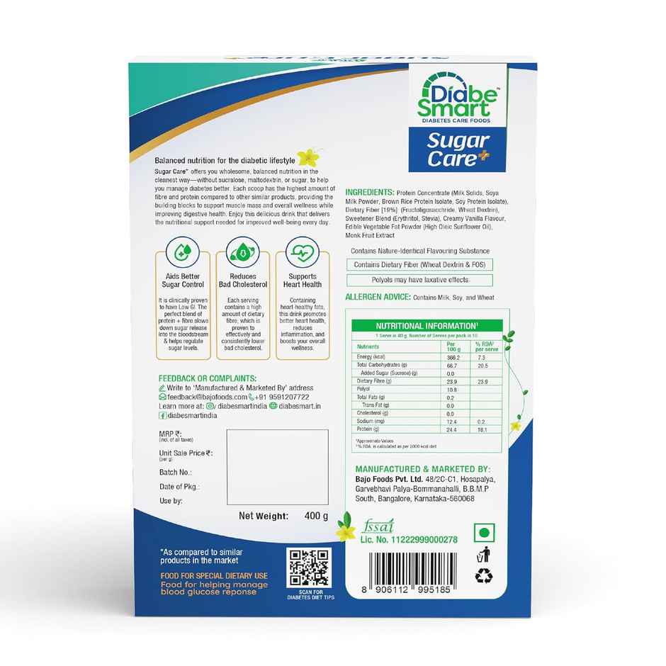 Diabesmart Sugar Care Plus Diabetic Care Vanilla Drink Mix