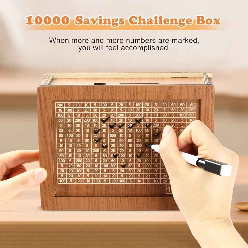 Storio Wooden Money Bank | Carved Coin Box for Kids Savings
