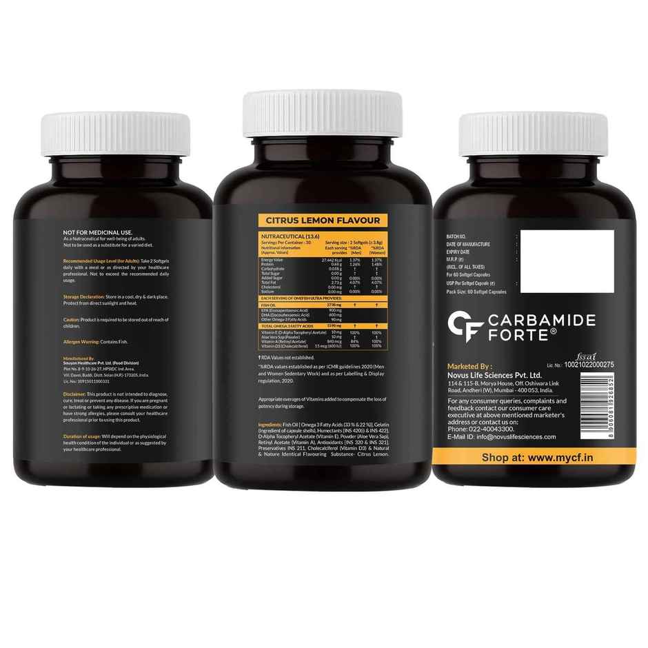 Carbamide Forte 5X Strength Omega 3 Fish Oil Capsules 2730mg | Omega 3 Supplement | 60 Capsules