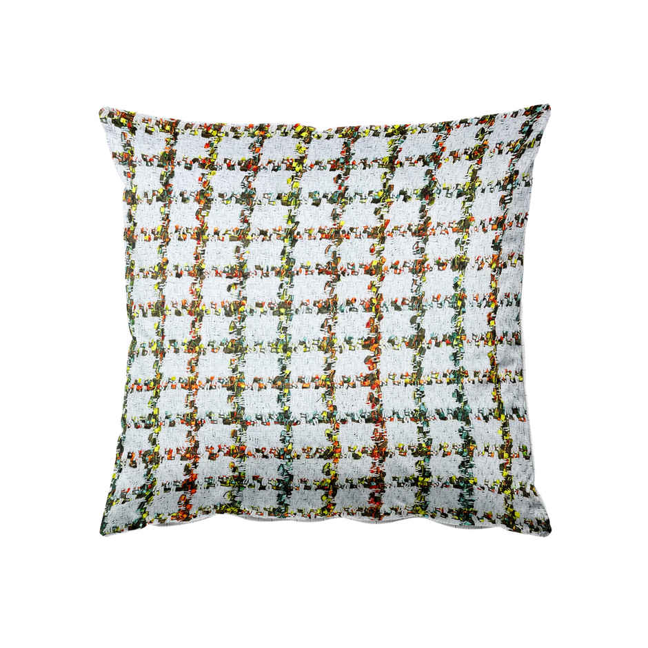 Bianca Decorative Hand Loom Cotton Jute Cushion Covers | 16 X16 Size | Abstract White