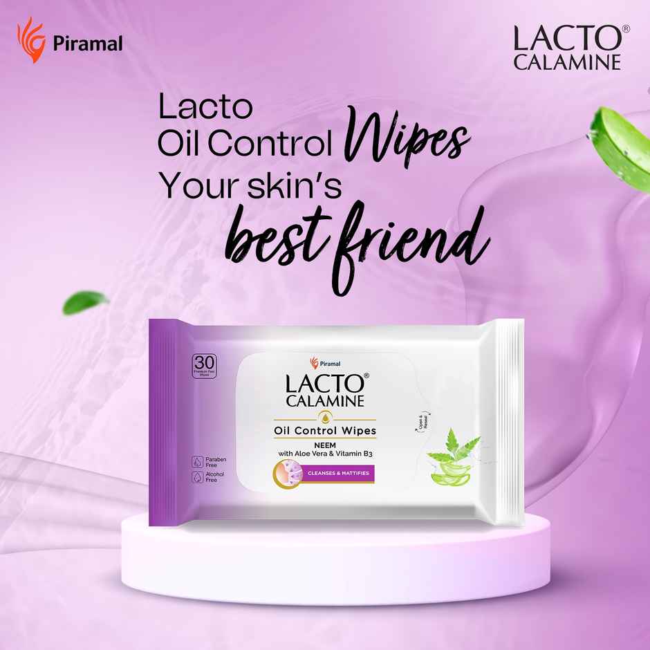 Lacto Calamine Oil Control Wipes With Neem Vitamin B3 | 30 Pulls Per Pacl