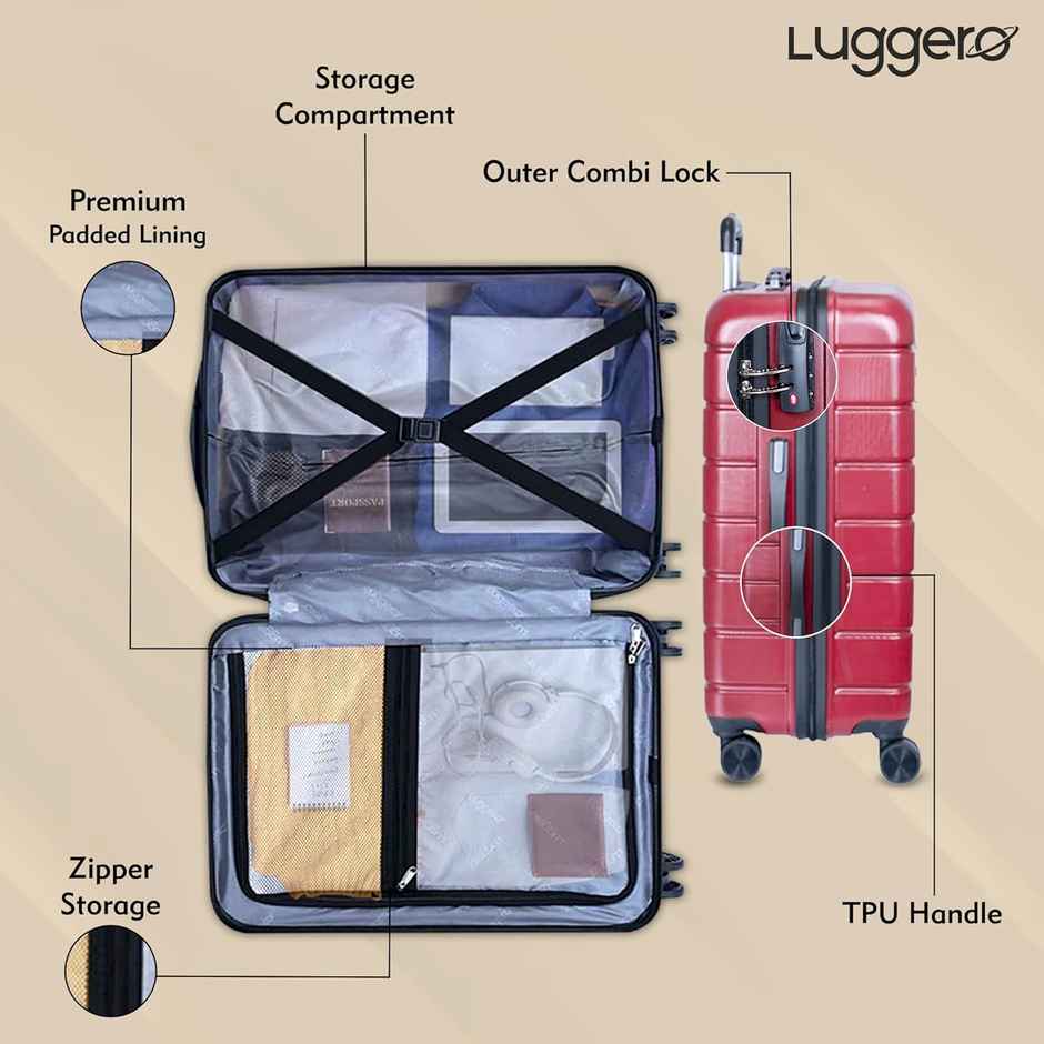 Luggero Eternal Trolley Bag | Chilli Red - M