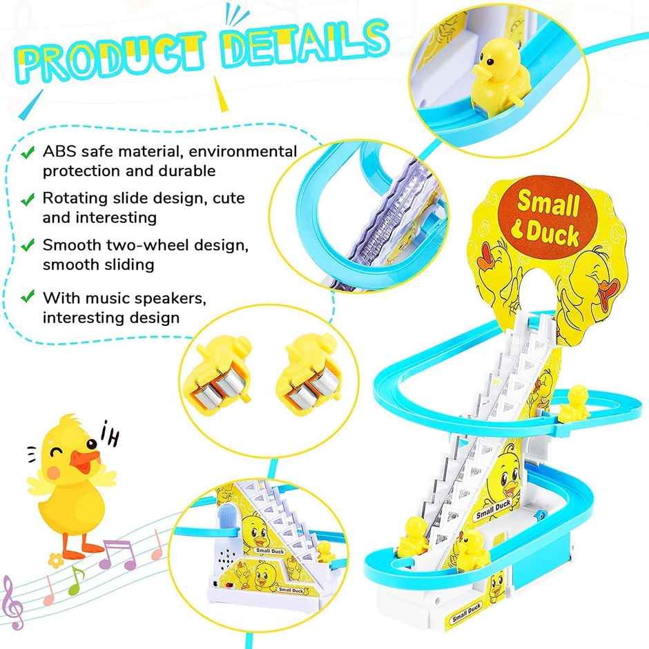 Toyshine 3 Duck Slide Toy Set, Funny Automatic Stair Climbing Ducklings Cartoon Race Track Set