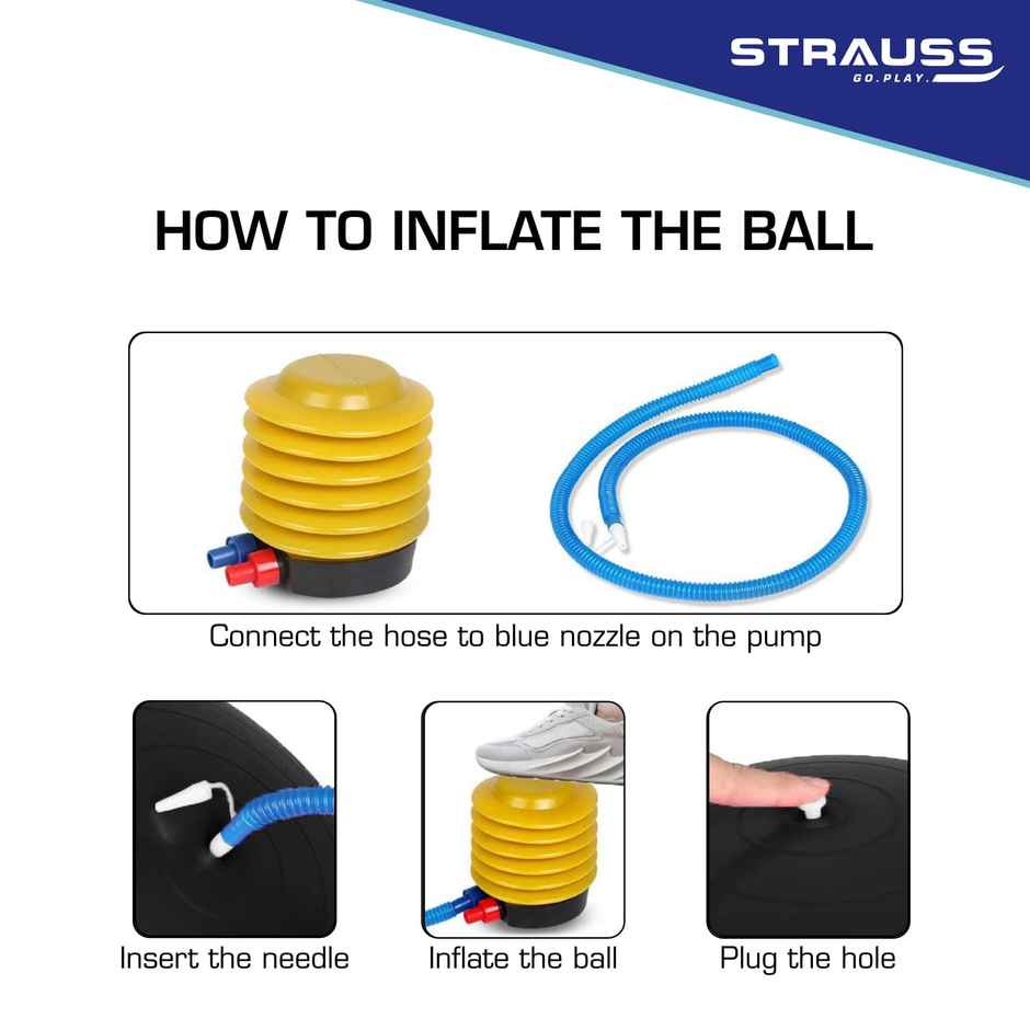 Strauss Rubber Anti-burst Gym Ball | Round Shape | 65 Cm | Blue