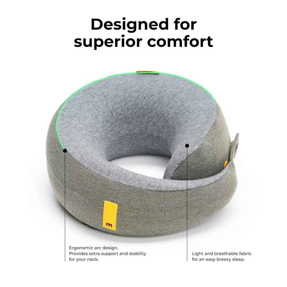 Mokobara Unisex Solid Cotton Neck Pillow | Grey - One Size