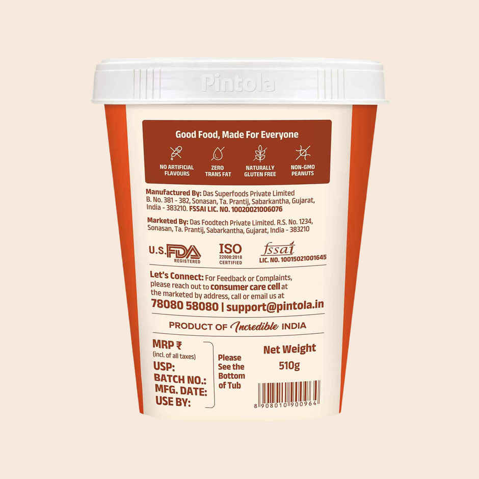 Pintola High Protein Organic Jaggery Peanut Butter Crunchy