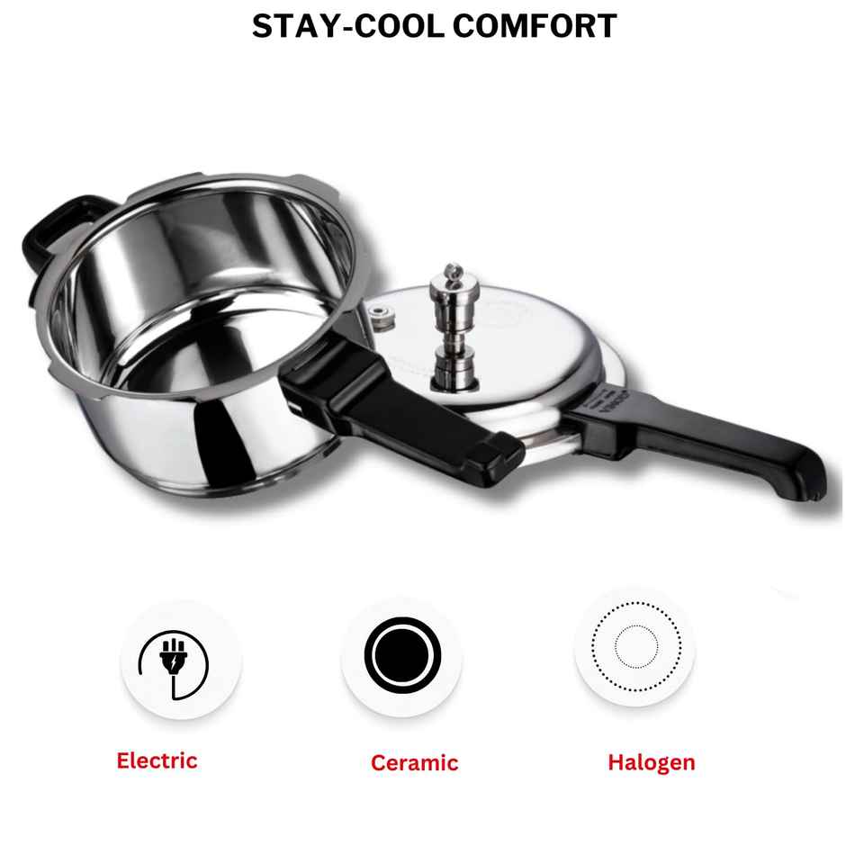 Vinod 18/8 Stainless Steel Regular Outer Lid Pressure Cooker - 2 L