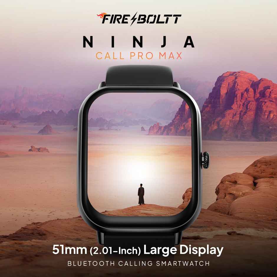 Fire-Boltt Ninja Call Pro Max Smartwatch | 2.01" Display | BT Calling - Black