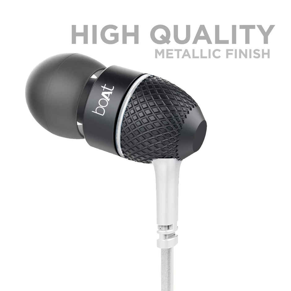 boAt Bassheads 225 in-Ear Wired Headphones with Mic (Frosty White)