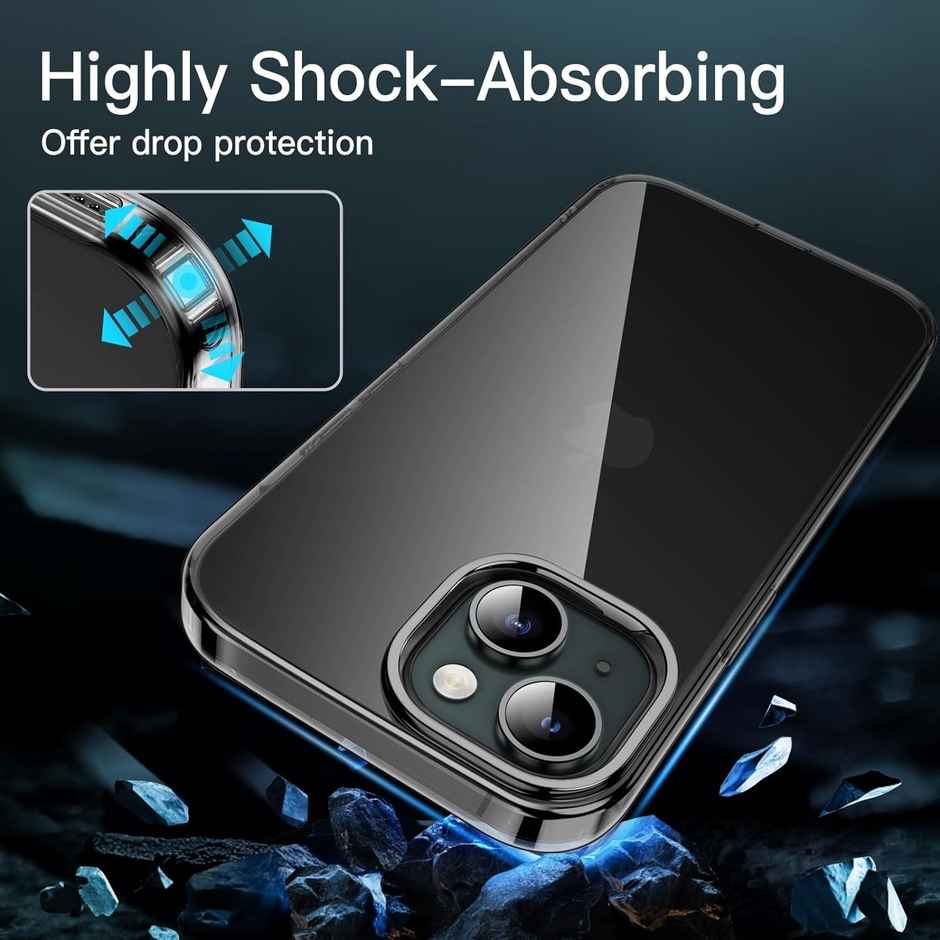 ExpressB For iPhone 15 Plus Case Cover Clear Transparent | Thin Soft Back - Clear Black