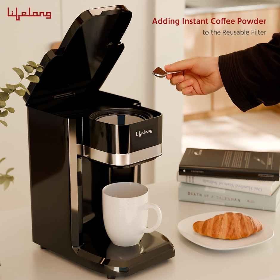 Lifelong Single Cup Coffee Maker-350W Rapid Coffee Brewer -Coffee Machine for Home (Black,LLCMK910)