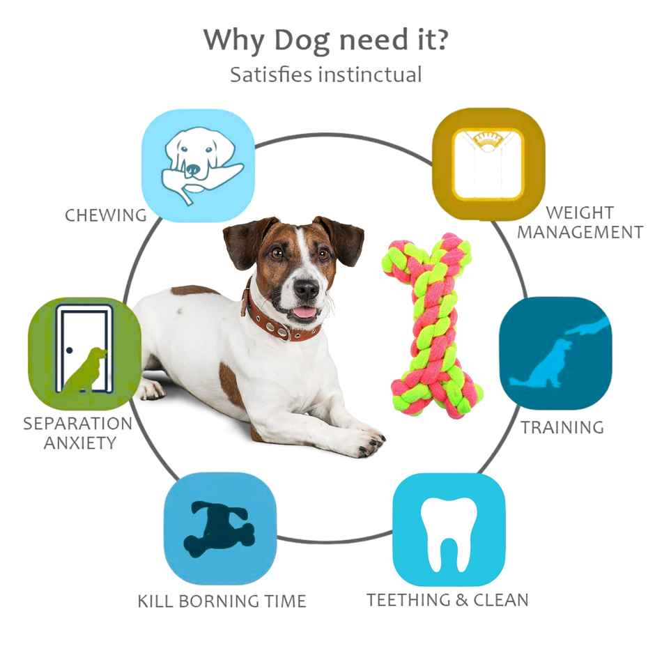 Payton Perry Bone Shape Cotton Rope Chew Toy | Multicolour