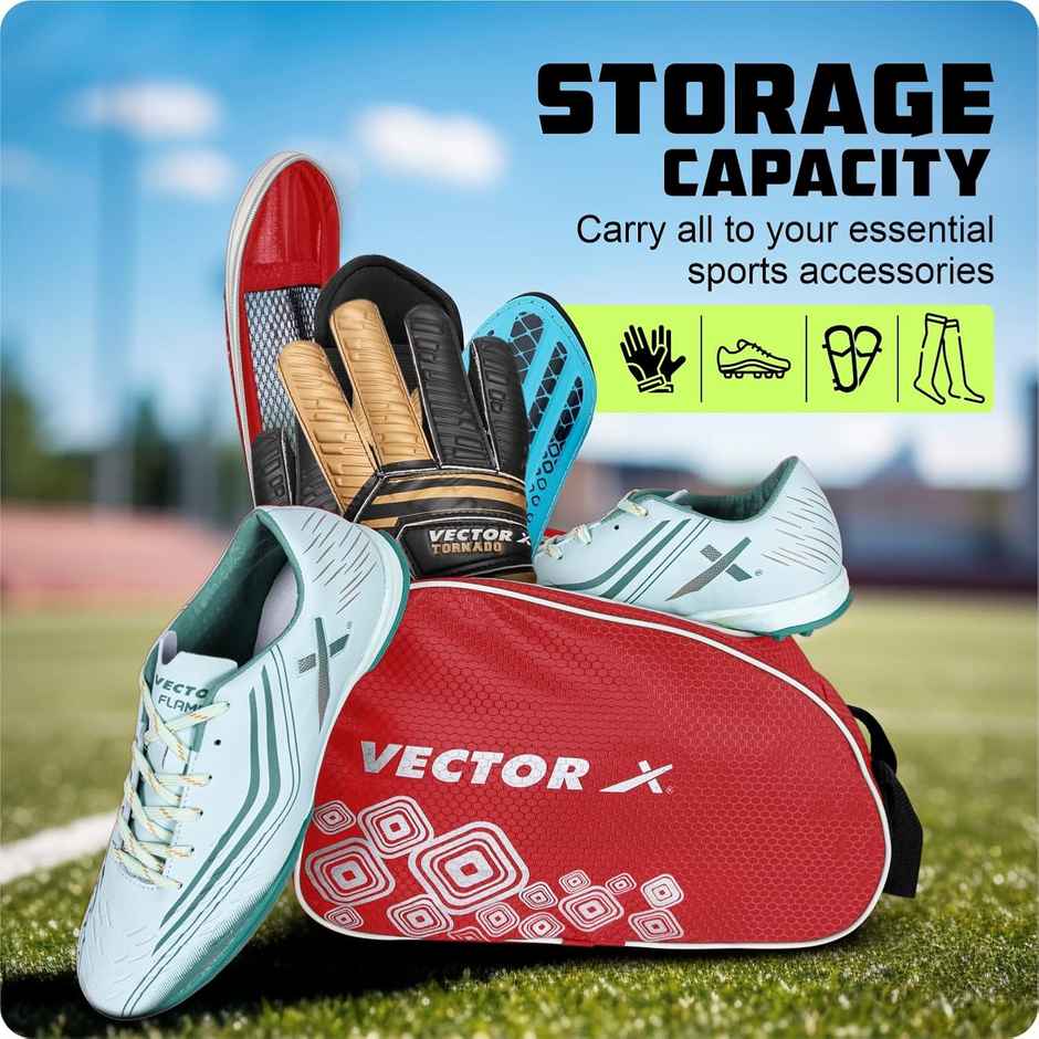 Vector X Shoe Kit Bag For Men & Women | Heavy-Duty Material | Strong Zipper | Red-White