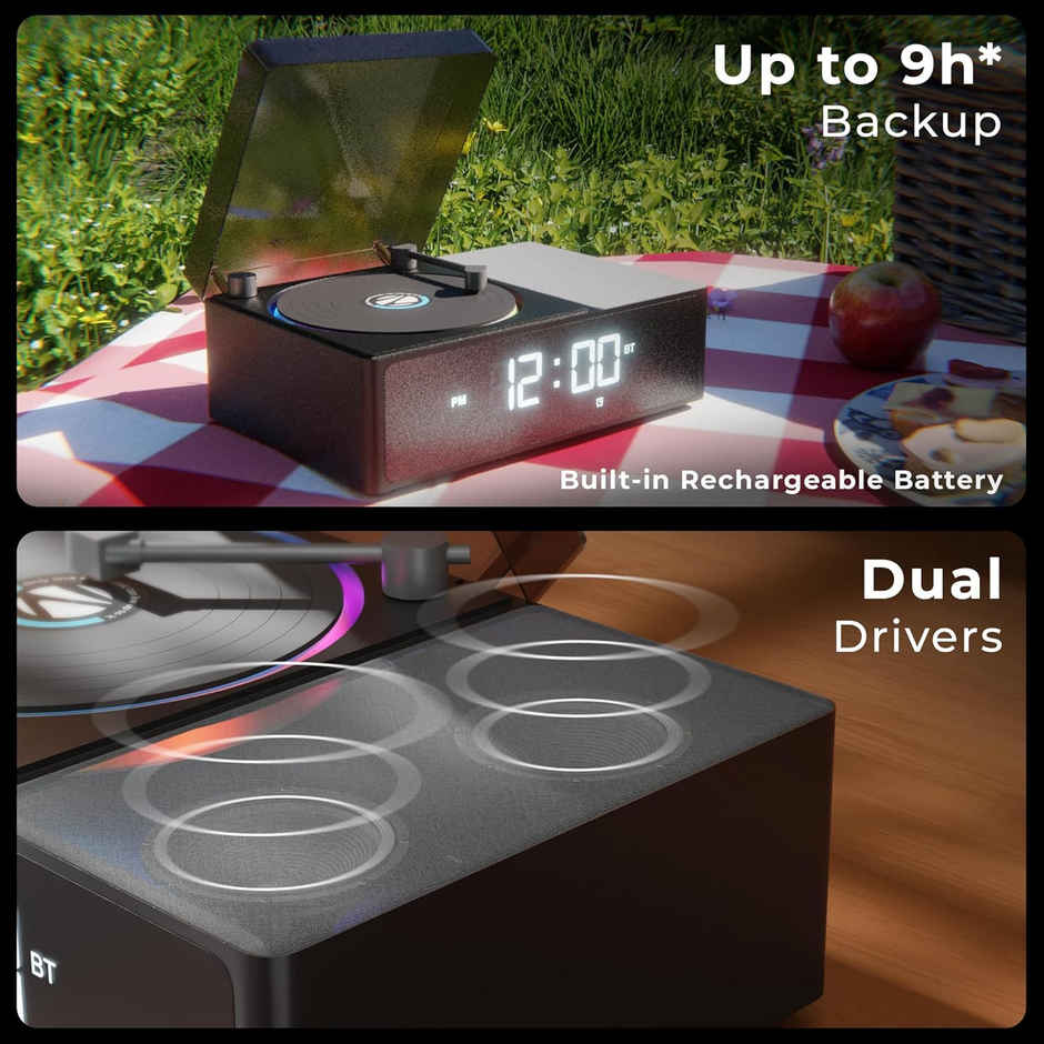 Zebronics Echospin 10W Bt 6.0 Speaker, Dual Drivers, 9 Hr Backup, Retro Design, Tws, Clock, Alarm