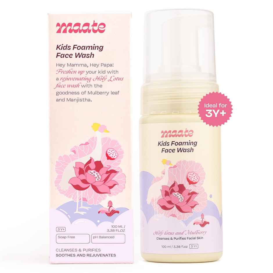 Maate Kids Foaming Face Wash With Ayurvedic Herbs Holy Lotus & Mulberry Baby For 3-12 Years