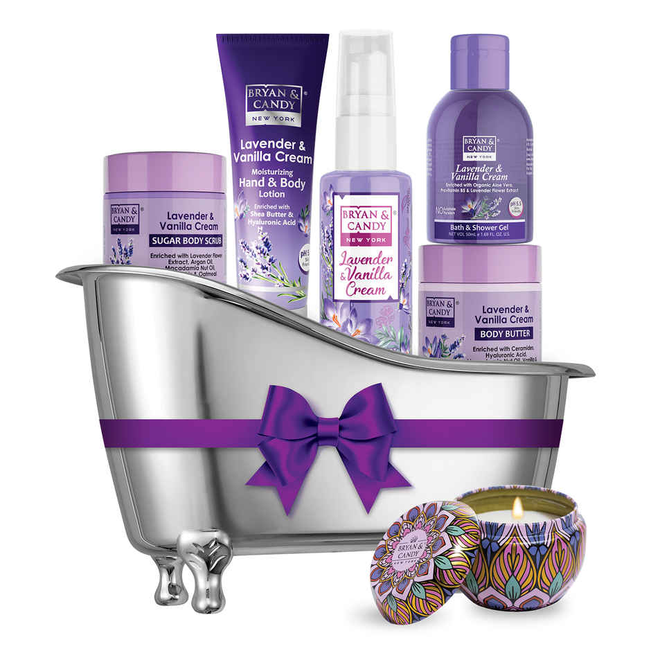 Bryan & Candy Lavender & Vanilla Cream Bath Tub Essentials Gift Set