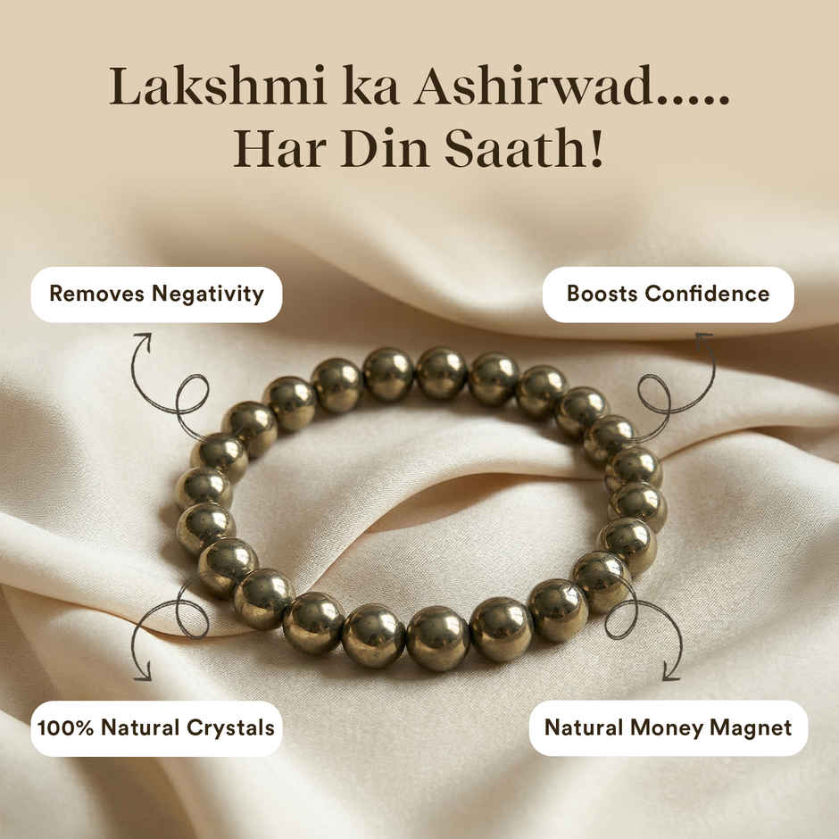 Pujashree Pyrite Bracelet With Raw Selenite Plate