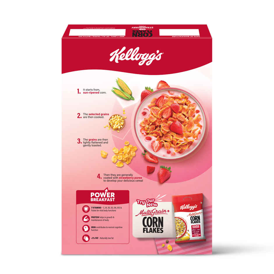 Kellogg's Corn Flakes Real Strawberry | Power Breakfast | 7 Vitamins