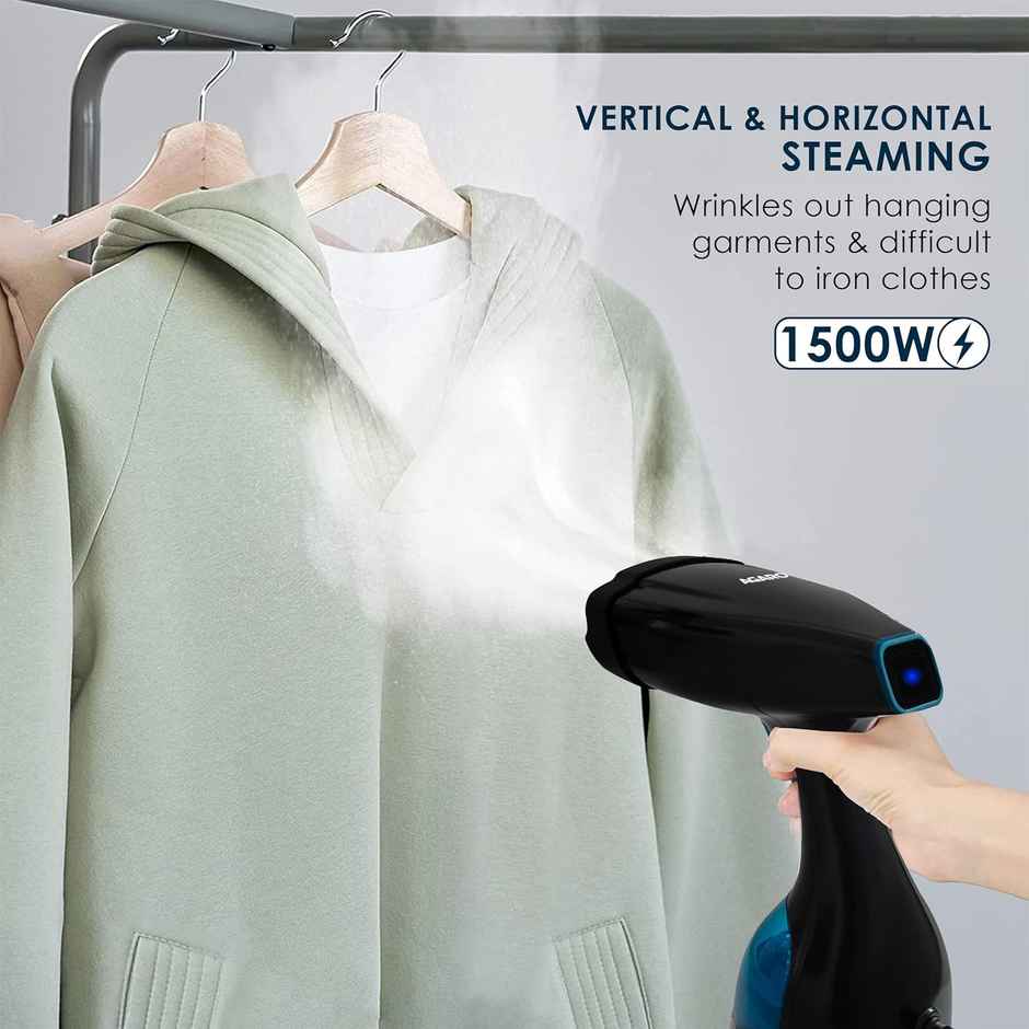 Agaro Signify Handheld Garment Steamer, 1500W, Wrinkle Remover, Iron, Ceramic Steam Nozzle, 260 ML Water Tank - Blue