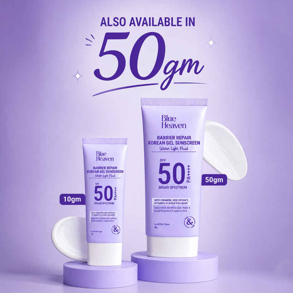 Blue Heaven Barrier Repair Korean Gel Sunscreen SPF50 PA ++++ Sun Cream for Men and Women