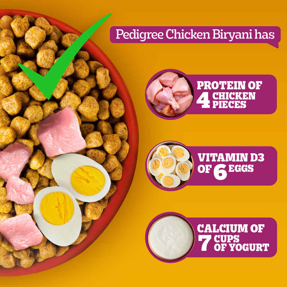 Pedigree Adult Dry Dog Food, New Chicken Biryani Flavour