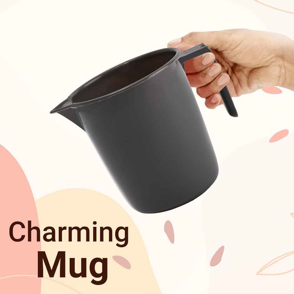 Kuber Industries Bucket & Mug Bathroom Combo Set|Set of 2|Gray