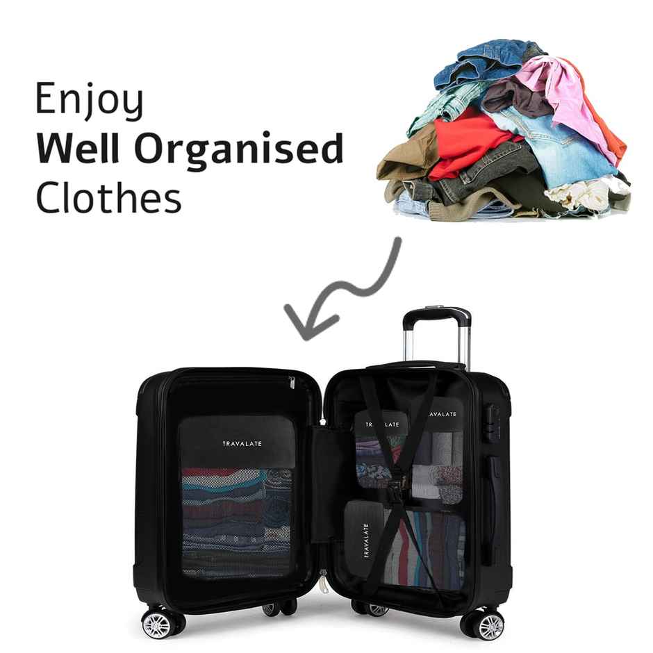 TRAVALATE Polyester 4 Various Sizes Travel Luggage Packing Cubes | Black