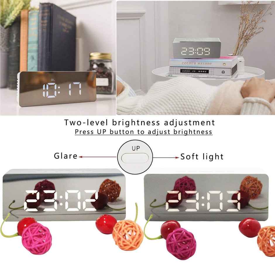 Perpetual Digital LED Mirror Alarm Clock | Table Clock for Study Table Aesthetic Smart Clocks