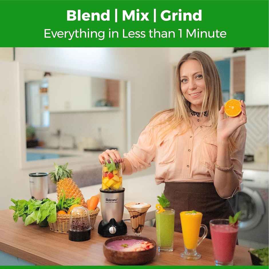 Balzano High Speed Nutri - PRO Bullet Mixer Grinder Blender | 500 W | 3 Jars & 2 Blades - Silver