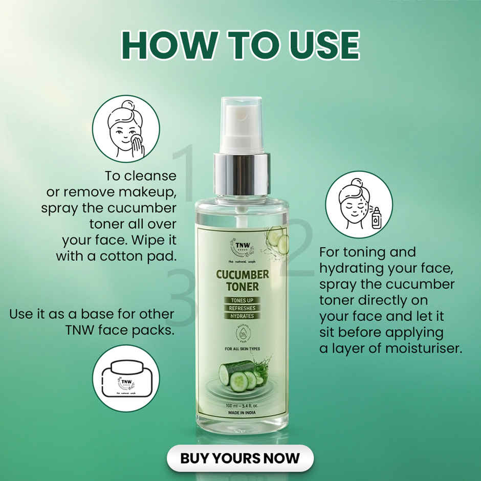 TNW The Natural Wash Cucumber Toner for Cleansing & Refreshing Skin Pore Tightening Toner with Spray