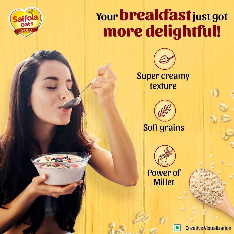 Saffola Oats Gold, Rolled Oats With Jowar Millet