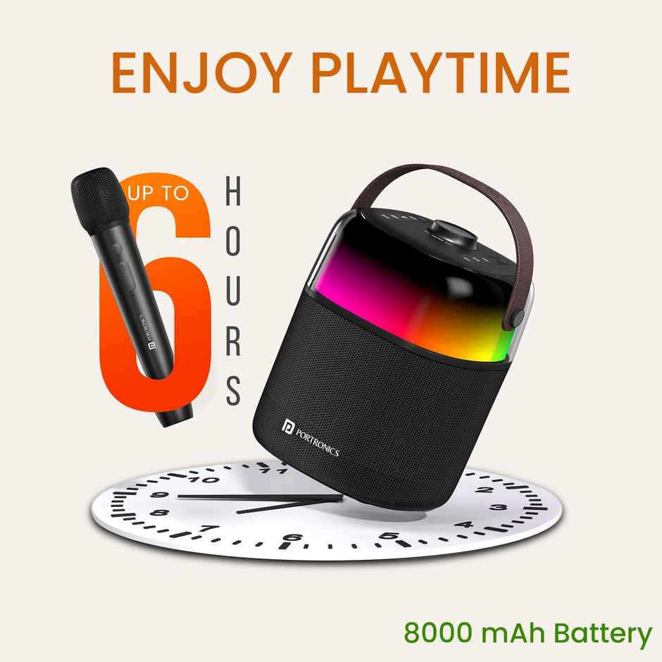 Portronics Dash 4, 50W Wireless Party Speaker With Karaoke Mic - Black