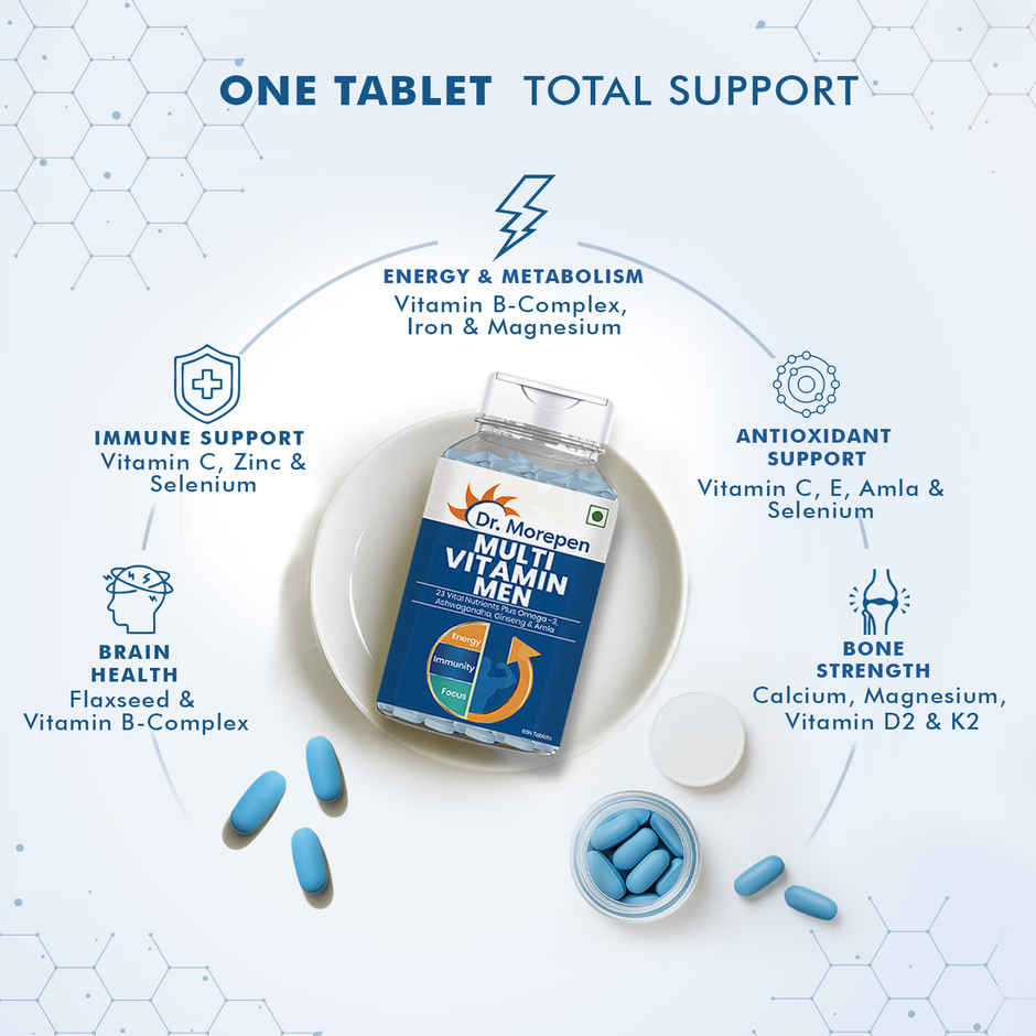 Dr. Morepen Multivitamin for Men with Omega3, Ashwagandha, Ginseng & Amla
